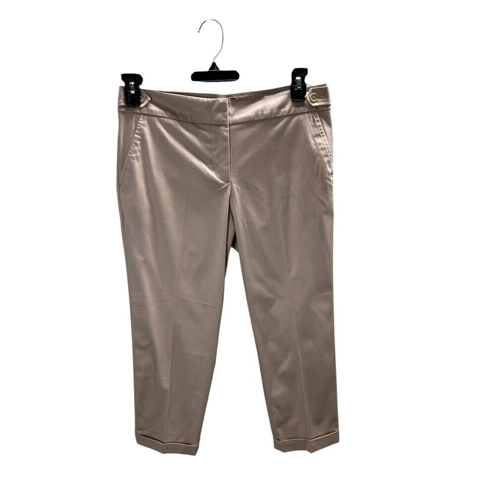 Talbots Pants Women's Size 8 Petite Beige Straight Leg Cotton Blend